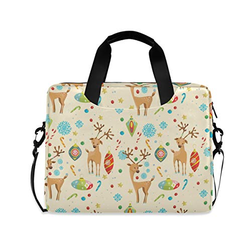PUXUQU Weihnachten Elch und Schneeflocken Laptoptasche 15.6 Zoll Laptop Tasche Aktentasche Hülle Notebooktasche Handtasche Schulter Tasche für Uni Arbeit Business von CMMT