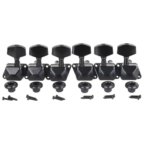 Gitarrenwirbel 6 Stück 3L3R Halbgeschlossene Saiten-Stimmwirbel Stimmschlüssel Mechaniken Stimmgeräte für E-Gitarre oder Akustikgitarre(Black) von PUYTERD