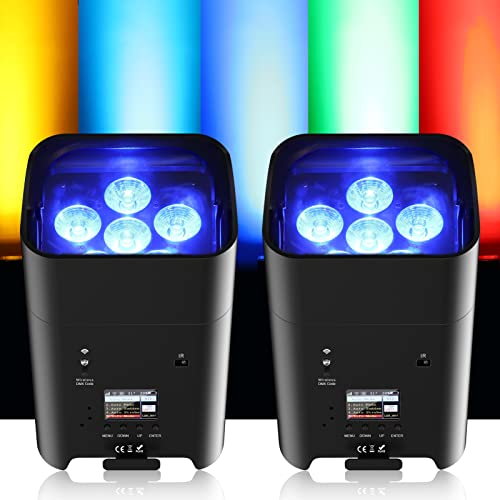 2er 108W Akku led par scheinwerfer strahler RGBWA+UV DMX wiederaufladbarer Batterie partylicht Bühnenlicht mit Fernsteuerung/APP/IR disco licht für dj Bar KTV Band Geburtstag Hochzeit von PUZILOZA