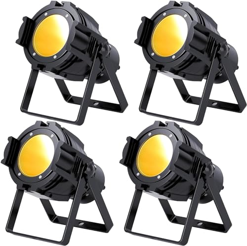 4er 80W COB LED Par Lichter Scheinwerfer, DMX Disco-Licht mit Kalt-/Warm weiß DJ-Bühnenblitzlicht mit integriertem Ventilator für Party, Kirche, Konzert, Hochzeit, Theater, Fotostudio, Weihnachten von PUZILOZA