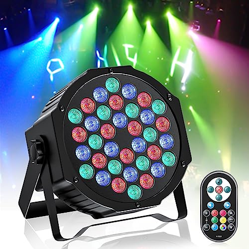 LED Par Strahler Scheinwerfer 36 LED Bühnenlicht Partylicht RGB DMX512 mit Fernbedienung,Discolicht Beleuchtung Moving Head für Stage DJ Party Show Bar Halloween Weihnachten (1 er) von PUZILOZA