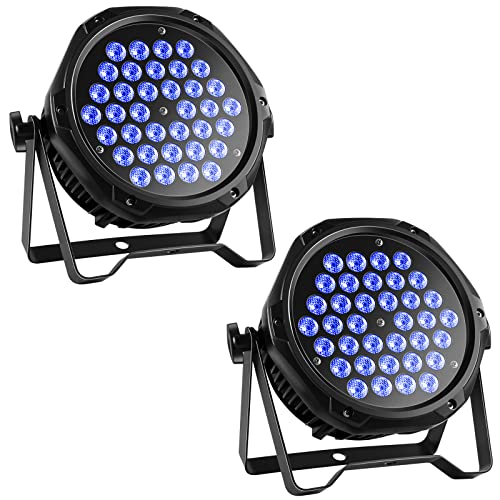 PUZILOZA 2PCS Wasserdichter 36LED Par Scheinwerfer, RGB Bühnenlicht Strahler DMX 3/7CH, IP65 Outdoor Party Licht für Draußen DJ Bar Club Schwimmbad von PUZILOZA