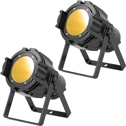 PUZILOZA 2er 80W COB-LED-Par-Licht, DMX Disco-Licht mit Kalt-/Warm weiß, DJ-Bühnenblitzlicht mit integriertem Ventilator für Party, Kirche, Konzert, Hochzeit, Theater, Fotostudio, Weihnachten von PUZILOZA