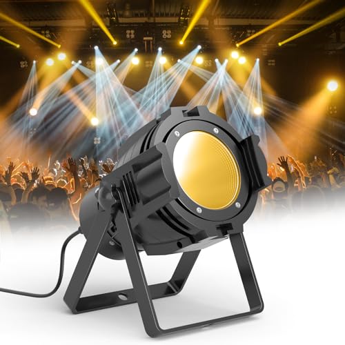 PUZILOZA 80W COB LED Par Scheinwerfer, DMX Stroboskop DJ Bühnenlicht Kaltweiß/Warmweiß Disco Licht mit integriertem Ventilator für Party Kirche Konzert Hochzeit Theater Fotostudio Weihnachten von PUZILOZA