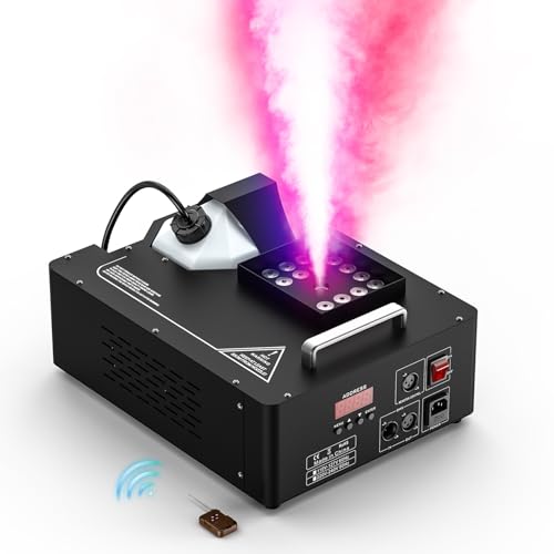 PUZILOZA Nebelmaschine mit Fernbedienung 1500W 24 LED RGB Effekt Licht Rauchmaschine Smoke Machine für DJ Disco Party Hochzeiten Bühne Halloween Weihnachten von PUZILOZA