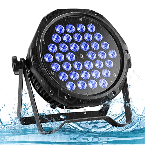 PUZILOZA Wasserdichter RGB 36 LED Par Scheinwerfer, IP65 Par Strahler DMX 3/7CH, Outdoor Party Licht für Draußen DJ Bar Club Schwimmbad von PUZILOZA