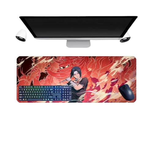 Japanese Uchiha Itachi Anime-Mauspad, groß, 800 x 300 x 3 mm, Schreibtisch, rutschfest, strukturierte Oberfläche für Computer, Gamer, Büro und Laptops von PUrar