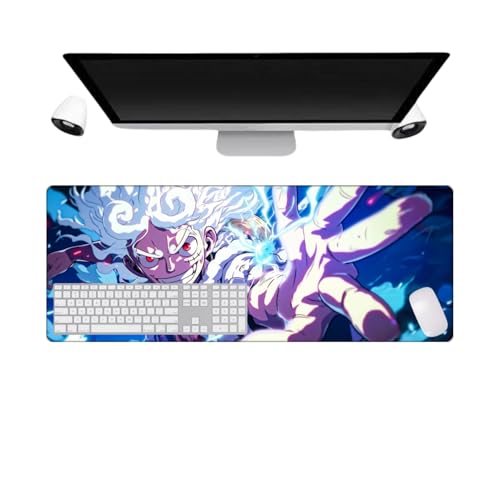 One Piece Luffy Anime Mauspad, XL, 800 x 300 mm, wasserdichtes Gaming-Mauspad und 3 mm Basis aus rutschfestem Gummi, strukturierte Oberfläche von PUrar
