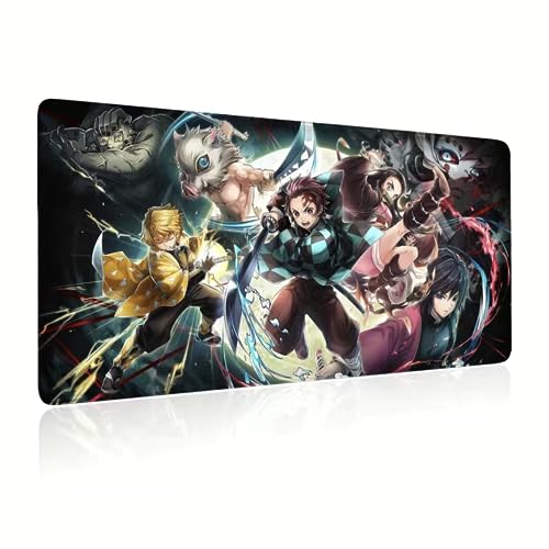 PUrar Demon Slayer Anime Mauspad, XXL, Gummibasis, rutschfest, für Computer, Spielmatte, komfortabel – 800 x 300 x 3 mm von PUrar