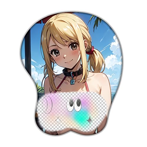 PUrar Fairy Tail Lucy Heartfilia Mauspad, 3D, Cartoon, Handgelenkauflage, weiches Silikon, Mauspad für Büro, Computer, Laptop von PUrar