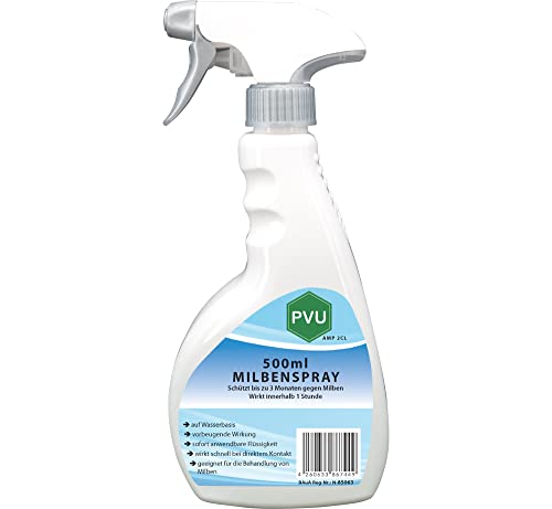 Pvu Spray 500ml | Spray für Matratzen | gegen Krätze | Hausstaubmilben bekämpfen | Spinnenmilben | Anti Milben Spray | für Innen & Aussen von PVU