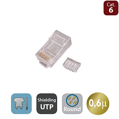 PW WP WPC-MDP-882-6U-R06 RJ45-Stecker, durchscheinend, Aderverbinder (RJ45, transparent, Cat6, U/UTP (UTP), Nickel/Gold, -40-80 °C) von PW
