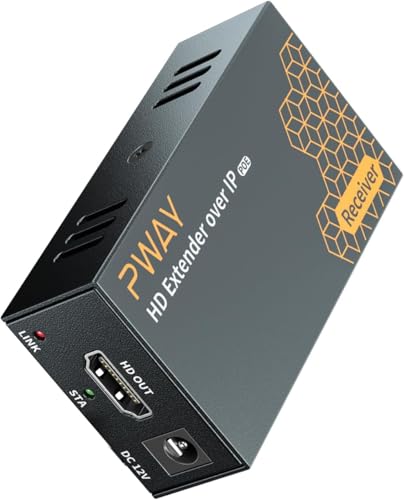 DT273P HDMI Extender over IP 150m/492ft Bertragung über Cat5e/6/7/8 Netzwerkkabel Unterstützt POE und 1 bis Mehrfachübertragung über den Netzwerk Switch (Only RX) von PWAY