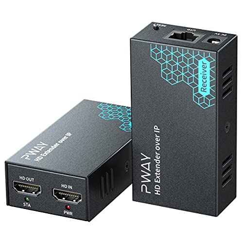 PW-DT243 HDMI Extender over IP 150m/492ft Bertragung über Cat5e/6/7/8 Netzwerkkabel Unterstützt Lokales Loopout und 1 bis Mehrfachübertragung über den Netzwerk Switch von PWAY