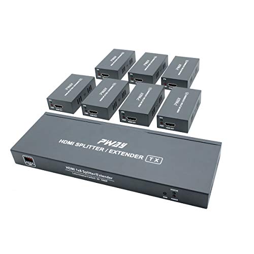PW-HT226P7（POC） 1X7 Port HDMI Extender Splitter Verteiler Ultra HD 1080P Ohne Verzögerung 165ft(50m) über CAT5/5e/6/7 Kable Unterstüt von PWAY