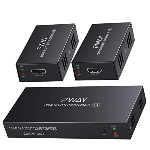 PW-HTS0102（POC） 1X2 Port HDMI Splitter Extender/Verteiler Ultra HD 1080P Ohne Verzögerung 50m über CAT6 Kable Unterstützt EDID（1 In 2 Out） von PWAY