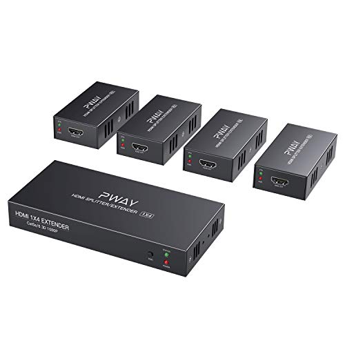 PW-HTS0104（POC） 1X4 Port HDMI Splitter Extender/Verteiler Ultra HD 1080P Ohne Verzögerung 50m über CAT6 Kable Unterstützt EDID von PWAY