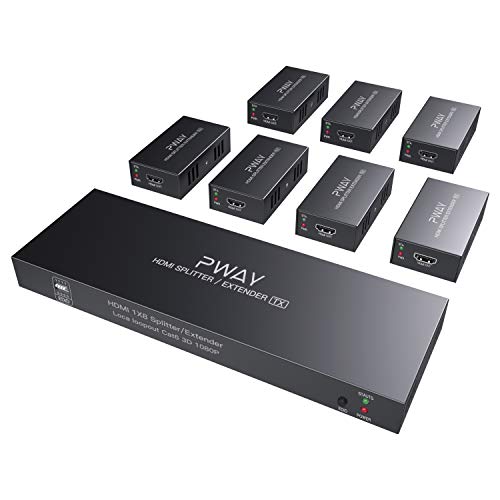 PW-HTS0107（POC） 1X7 Port HDMI Splitter Extender/Verteiler Ultra HD 1080P Ohne Verzögerung 50m über CAT6 Kable Unterstützt EDID（1 In 7 Out） von PWAY