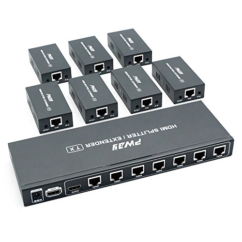 PW-HTS0107IR（POC） 1X7 Port HDMI Splitter Extender/Verteiler Ultra HD 1080P Ohne Verzögerung 60m über CAT6 Kable Unterstützt EDID and IR（1 In 7 Out） von PWAY