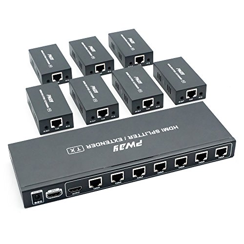 PW-HTS0107IR（POC） 1X7 Port HDMI Splitter Extender/Verteiler Ultra HD 1080P Ohne Verzögerung 60m über CAT6 Kable Unterstützt EDID And IR（1 In 7 Out） von PWAY