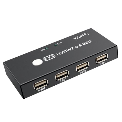 PWAY USB 2.0 Switch 2 Port USB Switch Selector 2 Computers Sharing 4 USB Devices KM Switch Box for PC, Printer, Scanner, Keyboard,Mouse with 2 Pack USB Cable(Compatible with Mac/Windows/Linux) von PWAY
