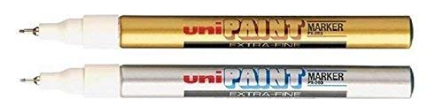 Uni-Ball PX-203 Textmarker, öl-basiert, permanent, Extra fein; Schreibfarbe: Silber, Gold, 2 Stück von PX