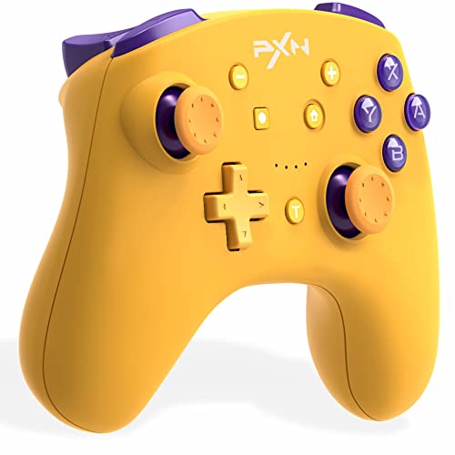 PXN 9607X Wireless Switch Controller, mit Turbo, NFC für Amiibo, 6-Achsen Gyrosko, Vibration, Gaming Switch Pro Controller für Switch & Switch Lite | OLED und PC (Steam) -Gelb von PXN