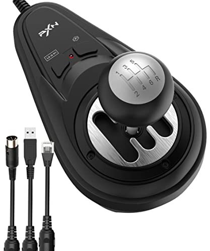 PXN A7 Schaltung, Gaming Lenkrad Schalthebel - H Shifter, 6+1 Gängen, 3 Kabeln (USB, RJ11, DIN), Rückwärtsgang, P-Bremse und Hoch-Niedriggeschwindigkeits-Tasten, universelle USB Gangschaltung von PXN