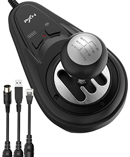 PXN A7 Schaltung, Gaming Lenkrad Schalthebel - Universal Shifter PC, 6+R Gängen, 3 Kabeln (USB, RJ11, DIN), P-Bremse und Hoch-Niedriggeschwindigkeits-Tasten - Gangschaltung für PC von PXN