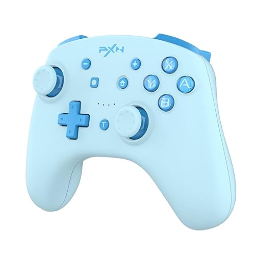 PXN Switch Controller, 9607X Wireless Switch Pro Controller für Switch/Lite/OLED/PC mit 6-Axis Gyro, Vibration, Turbo, NFC, Wake-up Function-Blau von PXN