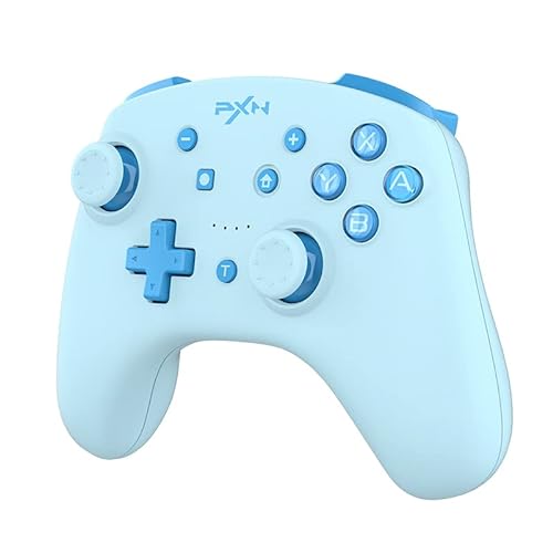 PXN Switch Controller, 9607X Wireless Switch Pro Controller für Switch/Lite/OLED/PC mit 6-Axis Gyro, Vibration, Turbo, NFC, Wake-up Function-Blau von PXN