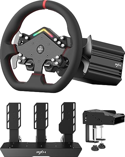 PXN V12 Lite Gaming Lenkrad, Direktantrieb Lenkrad - Lenkrad mit Pedalen, Servomotor FFB Lenkrad, Lenkrad PC - Spiele Lenkrad für PC, PS4 und Xbox von PXN