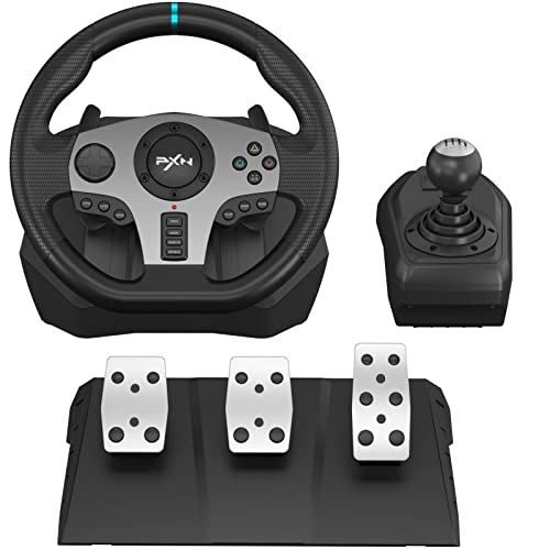 PXN V9 Game Lenkrad, Lenkrad mit Pedalen und Schalthebel - Gebraucht - Wie Neu - 270/900°, Vibrations-Feedback - Universal Racing Steering Wheel für Xbox, PS4, PS3, PC von PXN