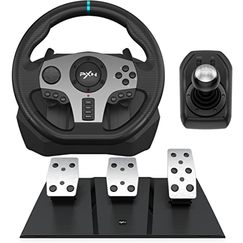 PXN V9 Gaming Lenkrad mit Pedalen und Schaltung - Lenkrad PC, 270&900 Grad, Tool-App, Vibrationsrückmeldung, Schaltwippen - Spiele Lenkrad für PC, Xbox, PS4, und PS3 PXN V9 Gaming Lenkrad mit Pedalen und Schaltung - Lenkrad PC, 270&900 Grad, Tool-App, Vibrationsrückmeldung, Schaltwippen - Spiele Lenkrad für PC, Xbox, PS4, und PS3 von PXN