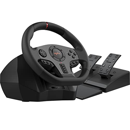 PXN V900 Gaming Lenkrad, PC Lenkrad mit Pedal, 270/900° Lenkbereich, Vibrationen Feedback Lenkräder, Gaming Rennlenkrad Kompatibel mit PC, PS4, PS3, Xbox and Switch von PXN