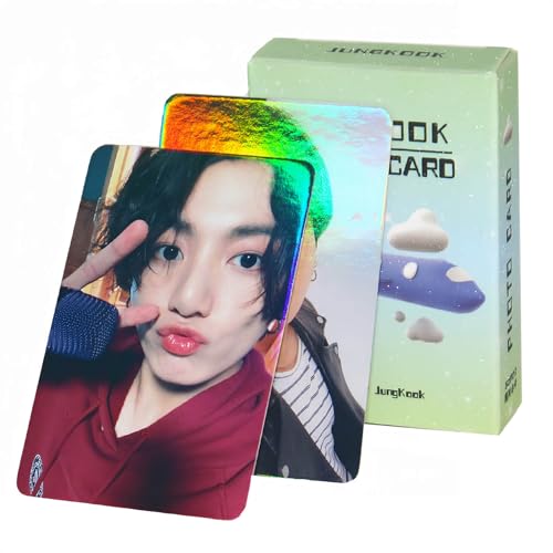 PYAJUU Jungkook Photocard 50pcs Jungkook Shiny Laser Photocard Kpop Jungkook Lomo Card Gift for Fans Daughter Jungkook Merch von PYAJUU