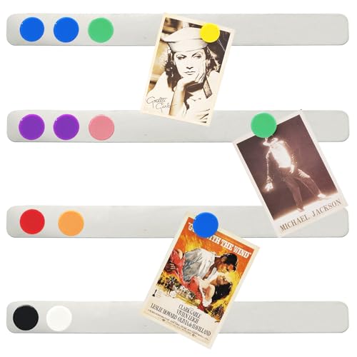 PYJLBX Magnettafel Memoboard Selbstklebend Magnetleiste, Pinnwand Magnetisch Magnetwand Magnettafel Küche, Kleine Edelstahl Metallband Magnettafeln mit 10 Starke Magnete für Fotos Dokumente, 4 Stück von PYJLBX