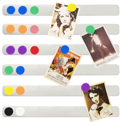 PYJLBX Magnettafel Memoboard Selbstklebend Magnetleiste, Pinnwand Magnetisch Magnetwand Magnettafel Küche, Kleine Edelstahl Metallband Magnettafeln mit 10 Starke Magnete für Fotos Dokumente, 6 Stück von PYJLBX