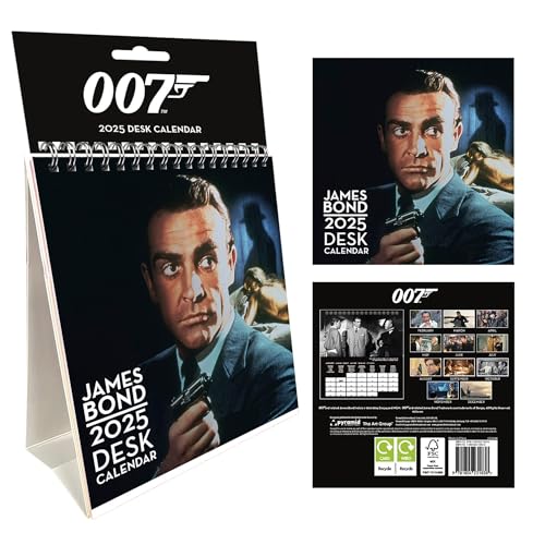 Pyramid – James Bond 2025 Tischkalender, 29,7x42cm, Monatsplaner für Film-Fans im ikonischen Bond-Design, monatsübersicht, nachhaltig nur mit Papierumschlag von PYRAMID