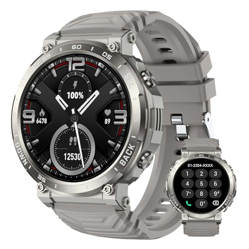 PYRODUM 1,52'' Smartwatch Herren, Fitnessuhr mit Bluetooth-Anrufe, Militär Smart Watch mit Blutdruck-/Herzfrequenz/Schlafmonitor, 110+ Sportmodi, 5ATM Wasserdicht, Sportuhren Herren für Android iOS PYRODUM 1,52'' Smartwatch Herren, Fitnessuhr mit Bluetooth-Anrufe, Militär Smart Watch mit Blutdruck-/Herzfrequenz/Schlafmonitor, 110+ Sportmodi, 5ATM Wasserdicht, Sportuhren Herren für Android iOS von PYRODUM