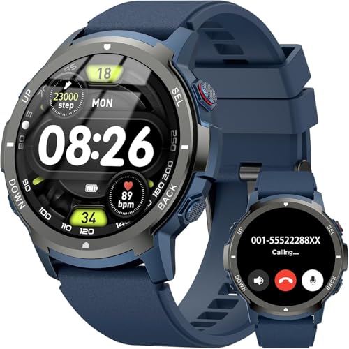 PYRODUM Smartwatch Herren mit Telefonfunktion, 1,43" Militär Smart Watch mit 24/7 Herzfrequenz/Schlafüberwachung/SpO2/Schrittzähler, 120+ Sportmodi Wasserdicht Fitnessuhr für Android iOS PYRODUM Smartwatch Herren mit Telefonfunktion, 1,43" Militär Smart Watch mit 24/7 Herzfrequenz/Schlafüberwachung/SpO2/Schrittzähler, 120+ Sportmodi Wasserdicht Fitnessuhr für Android iOS von PYRODUM