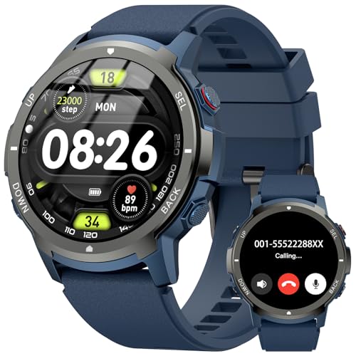 PYRODUM Smartwatch Herren mit Telefonfunktion, 1,43 Zoll Militär Smart Watch mit 24/7 Herzfrequenz/Schlafüberwachung/SpO2/Schrittzähler, 120+ Sportmodi Wasserdicht Fitnessuhr für Android iOS PYRODUM Smartwatch Herren mit Telefonfunktion, 1,43 Zoll Militär Smart Watch mit 24/7 Herzfrequenz/Schlafüberwachung/SpO2/Schrittzähler, 120+ Sportmodi Wasserdicht Fitnessuhr für Android iOS von PYRODUM