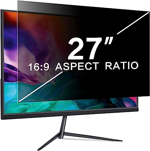 PYS 27 Zoll Monitor Blickschutzfilter für Computer 16:9 Seitenverhältnis, Anti-Blaulicht Blendfrei Abnehmbare 27" Privacy Screen Bildschirmschutzfolie Monitor Sichtschutzfilter von PYS