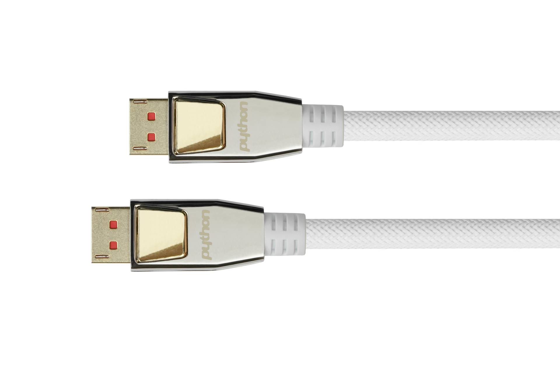 Anschlusskabel DisplayPort 1.4, 8K/UHD-2 @60Hz, AKTIV (Redmere Chips.), Nylongeflecht weiß, 10m von PYTHON