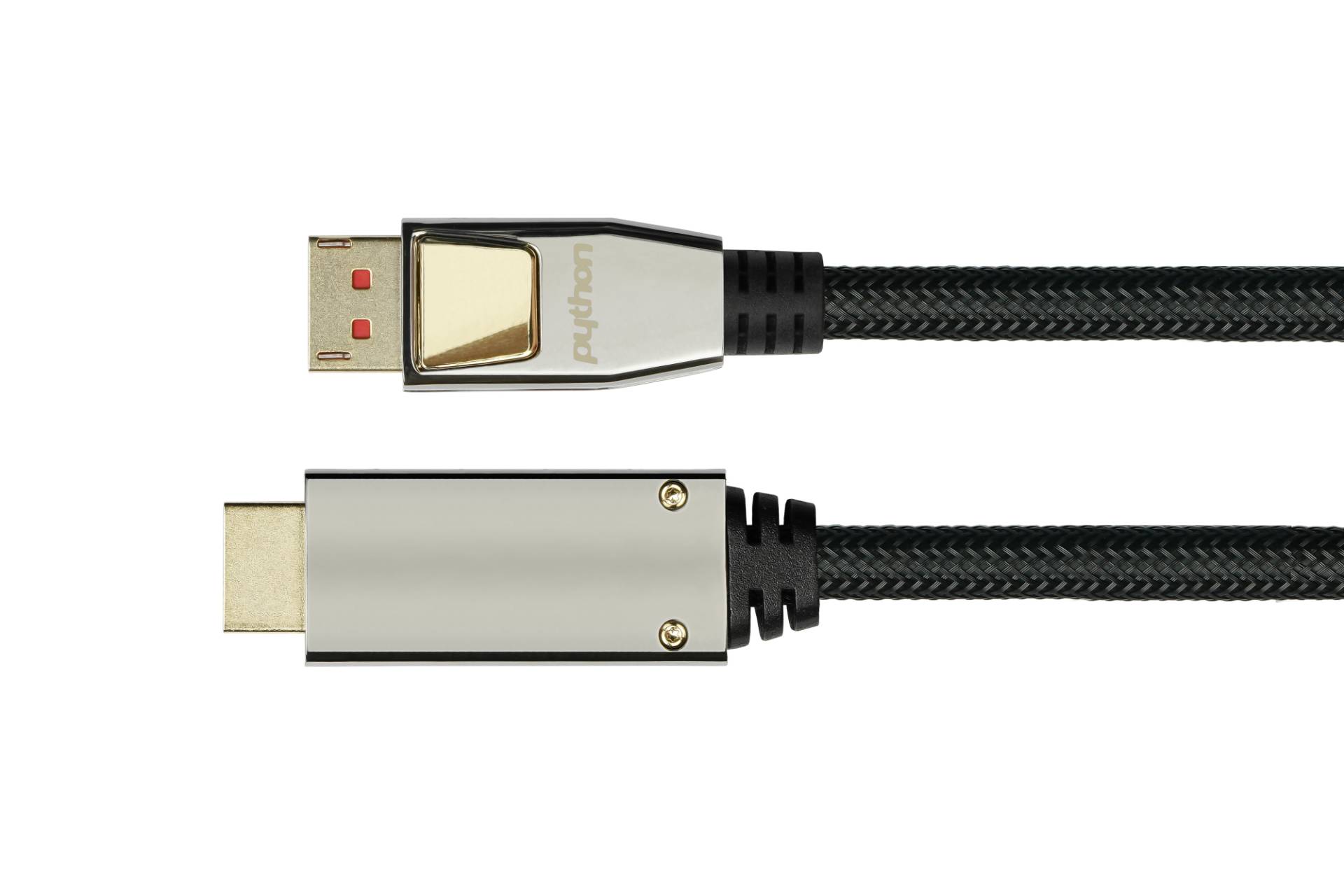 Anschlusskabel DisplayPort 1.4 an HDMI 2.0, 4K / UHD @60Hz, Nylongeflecht schwarz, 3m Anschlusskabel DisplayPort 1.4 an HDMI 2.0, 4K / UHD @60Hz, Nylongeflecht schwarz, 3m von PYTHON