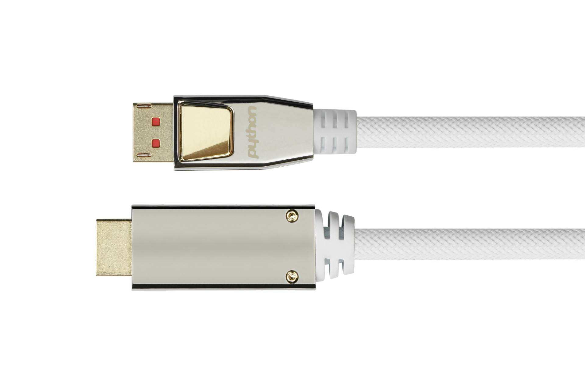 Anschlusskabel DisplayPort 1.4 an HDMI 2.0, 4K / UHD @60Hz, Nylongeflecht weiß, 3m Anschlusskabel DisplayPort 1.4 an HDMI 2.0, 4K / UHD @60Hz, Nylongeflecht weiß, 3m von PYTHON