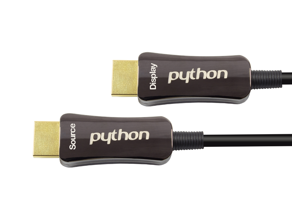 Optisches Hybrid HDMI™ 2.0 Anschlusskabel, 4K2K / UHD 60Hz, vergoldete Stecker und Kupferkontakte, schwarz, 80m, PYTHON® Series von PYTHON