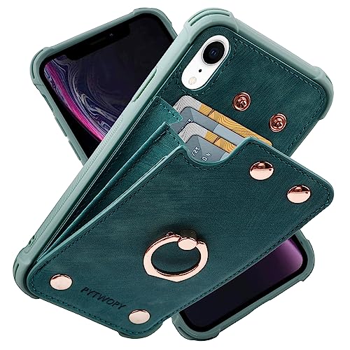 PYTWOPY Schutzhülle für iPhone XR/10R, mit Kreditkartenhalter, stoßfeste Schutzhülle, unterstützt um 360° drehbaren Ringständer und RFID-Blockierung für iPhone XR, iPhone 10R, Blaugrün PYTWOPY Schutzhülle für iPhone XR/10R, mit Kreditkartenhalter, stoßfeste Schutzhülle, unterstützt um 360° drehbaren Ringständer und RFID-Blockierung für iPhone XR, iPhone 10R, Blaugrün von PYTWOPY