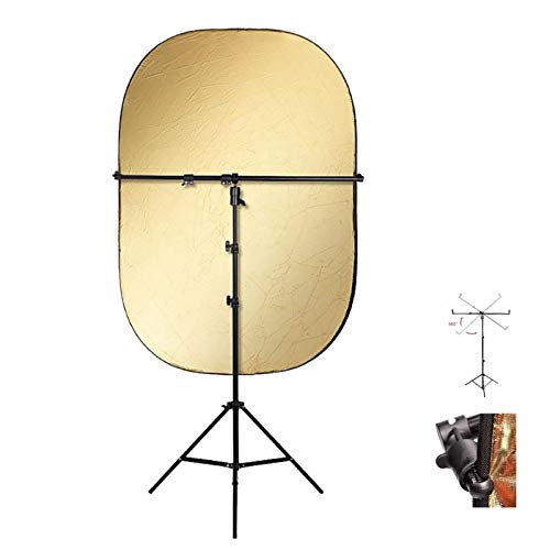 Fotostudio-Beleuchtungsreflektor und Lichtständer-Set, 90x120cm, 5-in-1 Reflektor, 64,8cm Lichtstativ mit Metall-Teleskoparm Klemme, 360 Grad drehbar, für Fotografie-Video-Hintergrundaufnahmen von PYXEL STUDIO