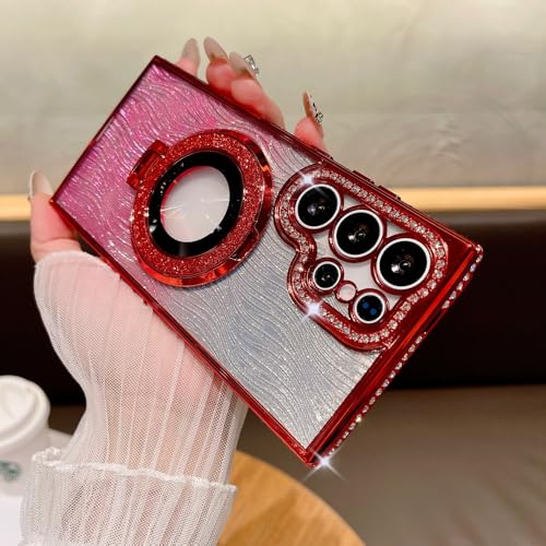 Glitzernde Diamant-Halterung für Samsung Galaxy S25 Ultra S23 S22 Plus S24 FE A55 A54 A15 A35 Gradient Ripple Cover, RedSF, Für Samsung S23 Glitzernde Diamant-Halterung für Samsung Galaxy S25 Ultra S23 S22 Plus S24 FE A55 A54 A15 A35 Gradient Ripple Cover, RedSF, Für Samsung S23 von PYYLTTP
